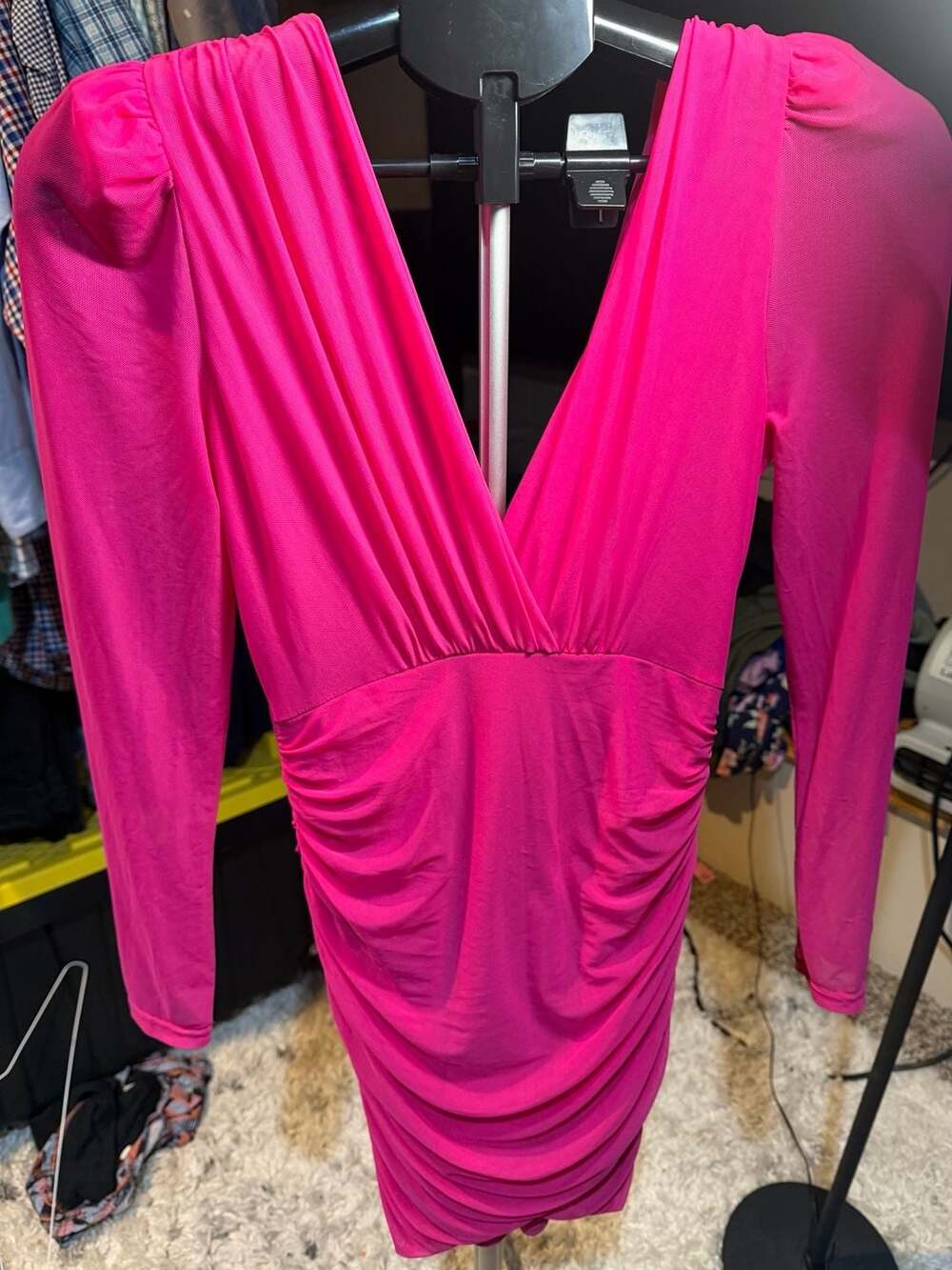 Privy Privately Privileged Pink Long Sleeve Ruched Mini Dress Size M